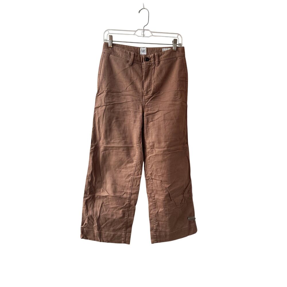 Gap Dusty Rose Brown High Rise Wide-Leg Crop Pants Size 4